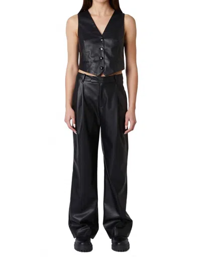 Nia Everyday Trousers In Black Faux Leather