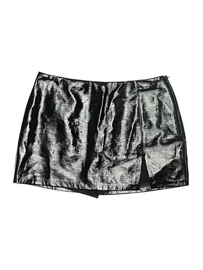 Pre-owned Nia Faux Leather Skirt In Black