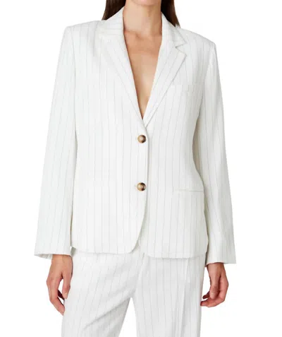 NIA FELIX BLAZER IN WHITE AND BLACK PINSTRIPE