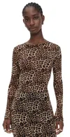 Nia Fox Plus Long-sleeve Mesh Tee In Brown