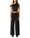 Nia Fraise Asymmetric One Shoulder Top In Black