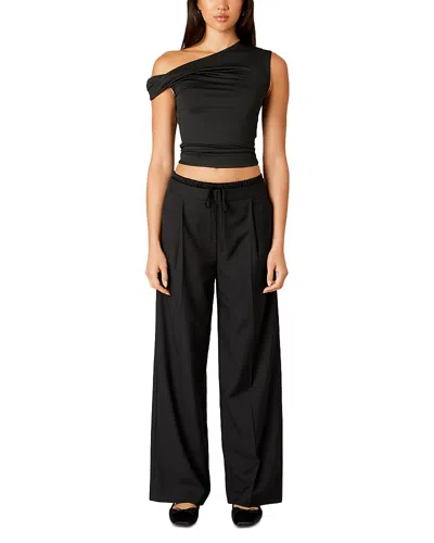 Nia Fraise Asymmetric One Shoulder Top In Black