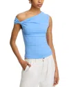 Nia Fraise Twisted Shoulder Top In Lake