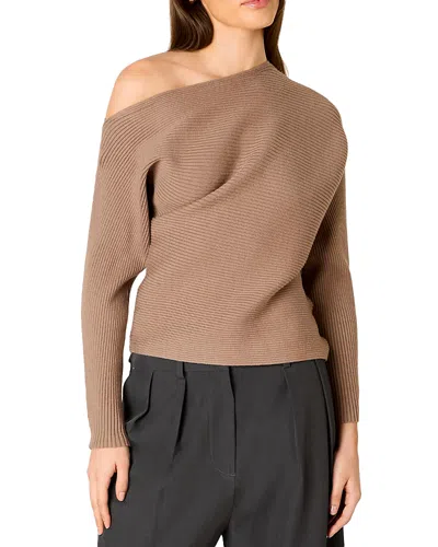 Nia Frances Ottoman Rib One Shoulder Sweater In Neutral