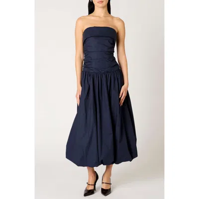 Nia Freya Strapless Dress In Blue