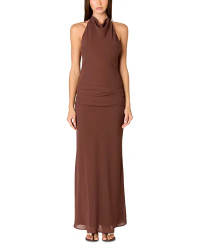 Nia Giulia Sleeveless High Neck Maxi Dress In Brown