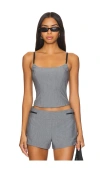 Nia Grace Grey Buckle Strap Crop Tank Top In Charcoal