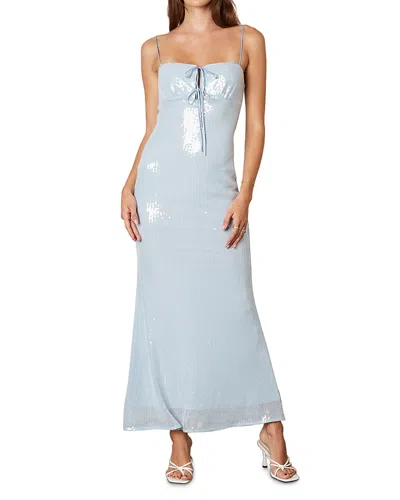 Nia Hawk Sequin Lace Up Dress In Ice Blue