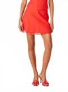 Nia High Rise Linen A Line Lace Trim Mini Skirt In Red In Red