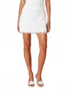 Nia High Rise Linen A Line Lace Trim Mini Skirt In White In White