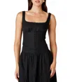 Nia Hook And Eye Corset Top In Black In Black