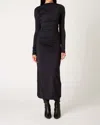 Nia Irena Midi Dress In Black In Blue