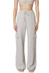 Nia Jacob Pull On Relaxed Guaze Cargo Pants In Natural In White
