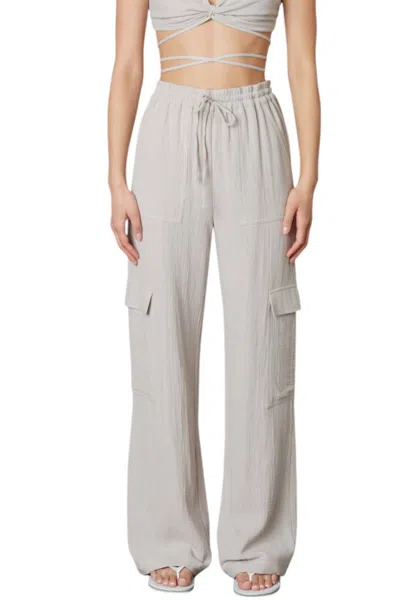 Nia Jacob Pull On Relaxed Guaze Cargo Pants In Natural In White