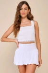 NIA JANELLE WHITE BUBBLE HEM SKORT