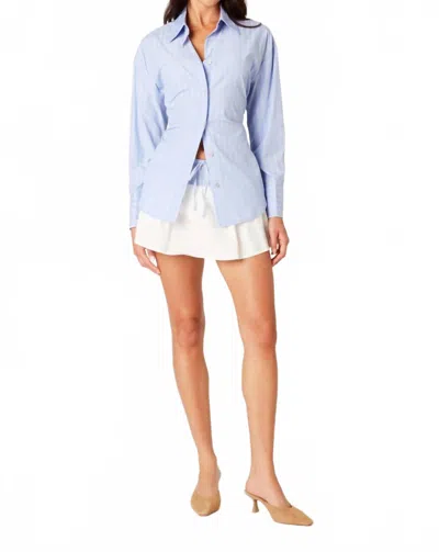 Nia Jules Button Down Shirt In Chambray In Blue