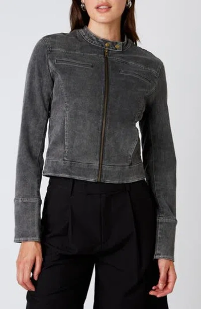 Nia Julia Denim Moto Jacket In Black