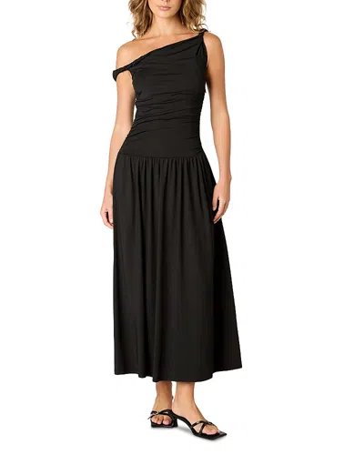 Nia Karina Asymmetric Drop Waist Dress In Black