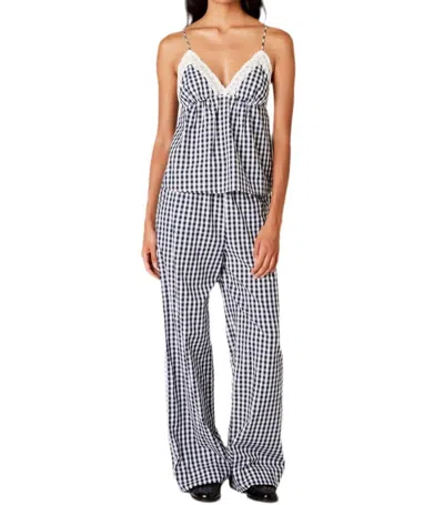 Nia Khonny Gingham Pants In Navy In Multi