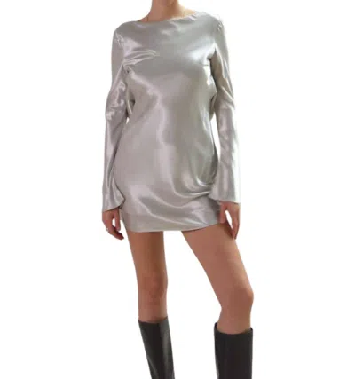 Nia Kim Open Back Long Sleeve Mini Dress In Silver