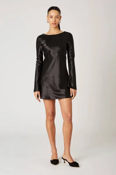 Nia Kim Satin Mini Dress In Black