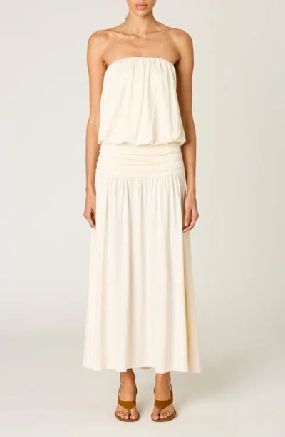 Nia La Cienega Strapless Blouson Maxi Dress In White