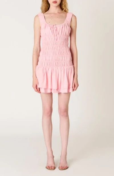 Nia Lirio Smock Bodice Linen Blend Minidress In Multi