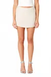 Nia Low Rise Linen Mini Skort In Tan In White