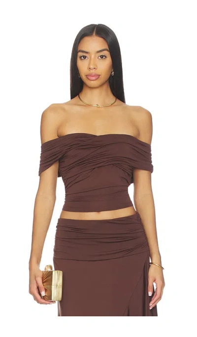 Nia Magnolia Top In Brown