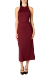 Nia Mirabel Halter Dress In Burgundy