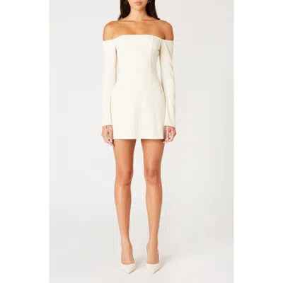 Nia Moira Off The Shoulder Long Sleeve Minidress In Gray