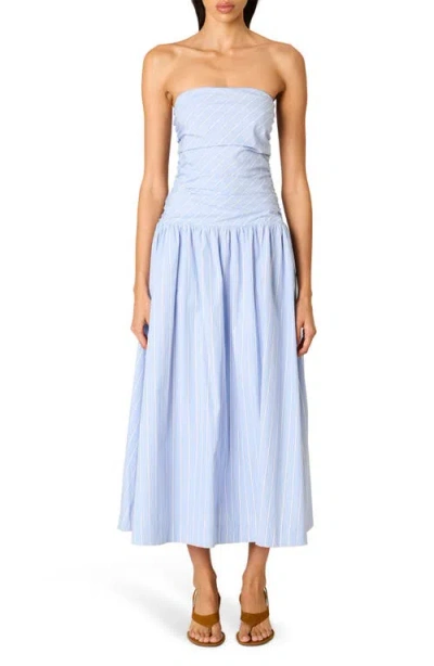 Nia Mulholland Strapless Cotton Midi Dress In Gray