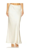 Nia Bias Linen Maxi Skirt In White In White