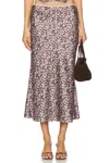 Nia Nathalia Slip Midi Skirt In Brown Floral In Pink