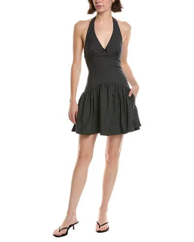 Nia Ollie Halter Neck Pinstripe Dress In Blue