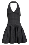 Nia Ollie Sleeveless Halter Minidress In Black