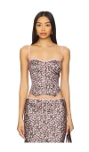 Nia Pauline Corset Top In Brown Floral In 棕色