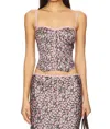 Nia Pauline Corset Top In Brown Floral In Multi
