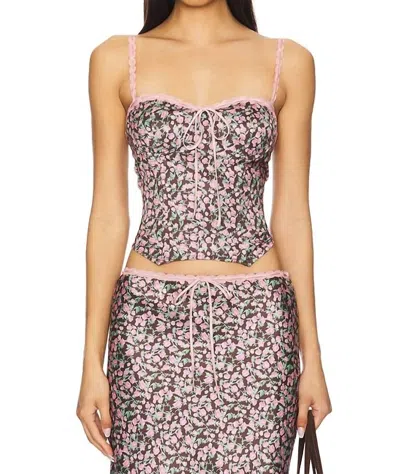 NIA PAULINE CORSET TOP IN BROWN FLORAL