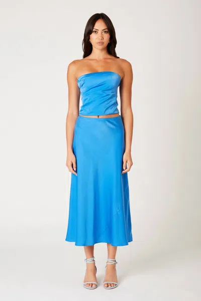 Nia Penny Midi Skirt In Lapis In Blue
