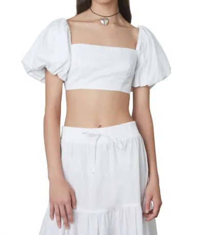 Nia Puff Sleeve Cropped Julianne Top In White
