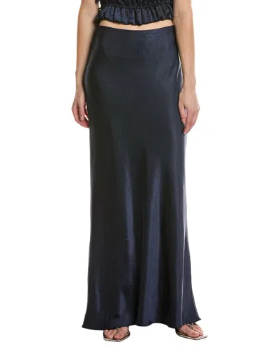 Nia Ravello Satin Midaxi Skirt In Blue