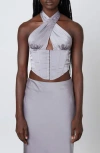 Nia Ren Corset Top In Silver