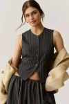 Nia Reseda Pinstripe Vest Top In Gray