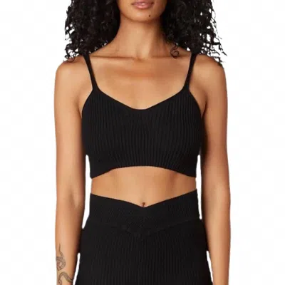 Nia Ribbed Sweater Bralette In Black