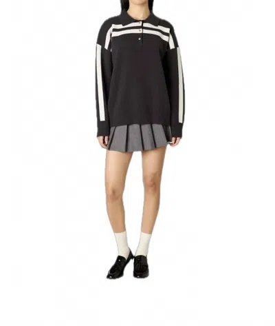 Nia Rivka Polo Sweater In Charcoal In Black