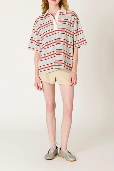 Nia Ronda Striped Rugby Top In Heather Grey Multi