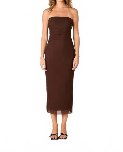 Nia Rowa Midi Dress In Brown