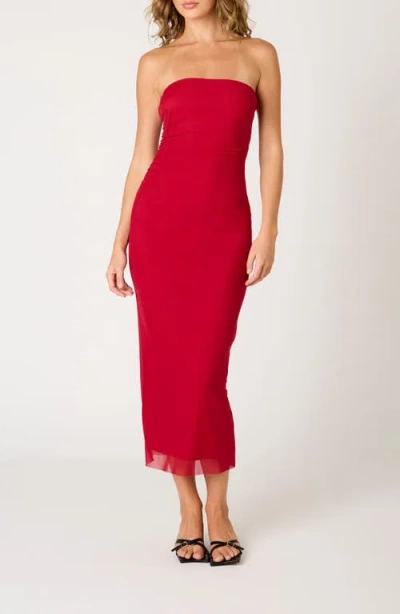 Nia Rowa Strapless Body-con Dress In Red