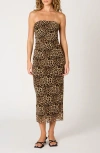 Nia Rowa Strapless Slim Midi Dress In Brown